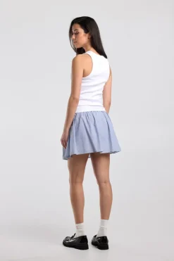 Rok Rachel rok met elastische tailleband en geborduurde strepen
