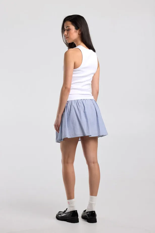 Rok Rachel rok met elastische tailleband en geborduurde strepen