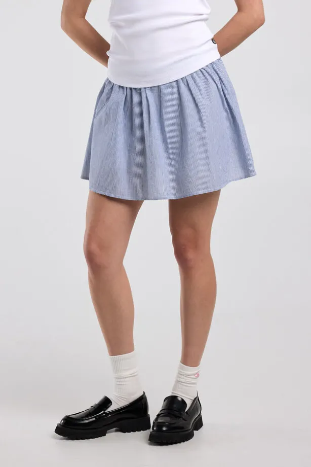 Rok Rachel rok met elastische tailleband en geborduurde strepen