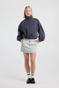 Rok Rue denim rok met low straight fit en zijzakken