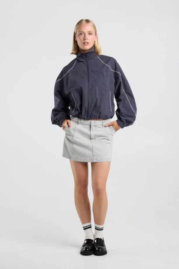 Rok Rue denim rok met low straight fit en zijzakken