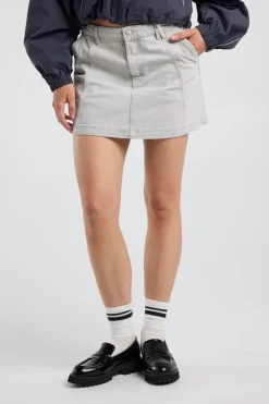 Rok Rue denim rok met low straight fit en zijzakken