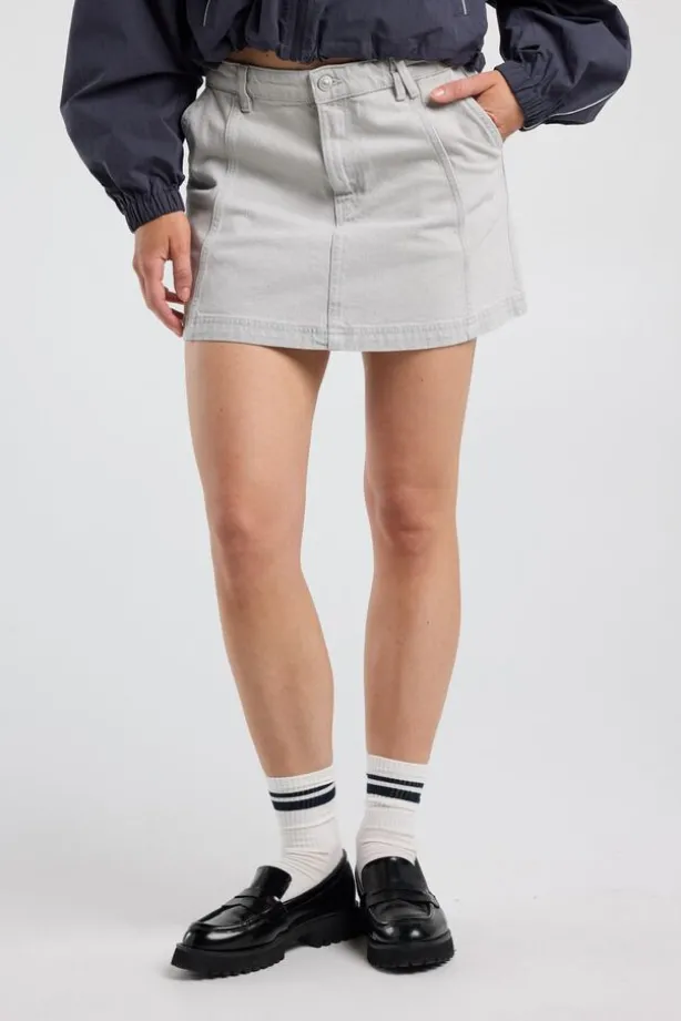 Rok Rue denim rok met low straight fit en zijzakken