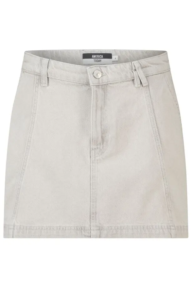 Rok Rue denim rok met low straight fit en zijzakken