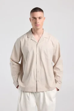 Shirt Henry linnen shirt met resortkraag en borstzak