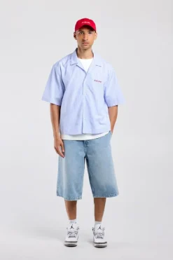 Shirt Igor poplin gestreept shirt met artwork en korte mouwen