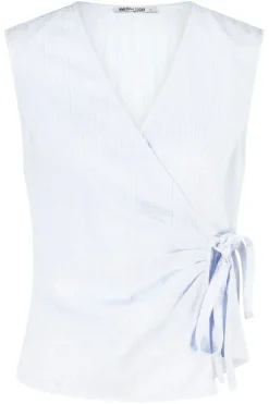 Shirt Iris mouwloze blouse met v-hals en knoopdetail
