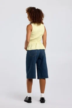 Shirt Isero mouwloze smock top met ruffle onderkant