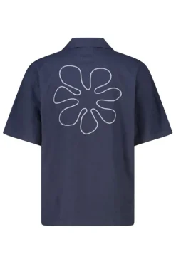 Shirt Ivan linnen shirt met korte mouwen en borduring achter