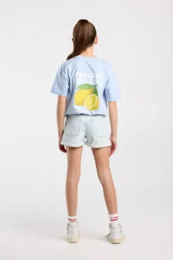 Short Lucy Jr loose fit denim short met omgeslagen pijpen