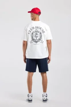 Short Ned track short met piping en elastische tailleband