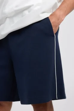 Short Ned track short met piping en elastische tailleband