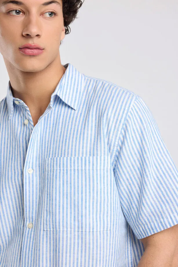 Short sleeve shirt Ido linnen shirt met borstzak