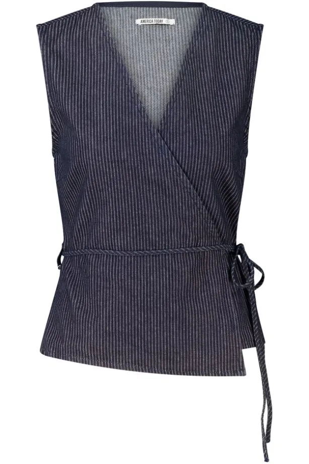 Sleeveless top Iona Wikkeltop met V-hals
