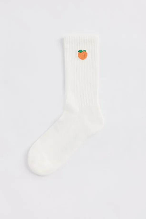 Sokken Thabo Fun hoge sokken met ribstructuur en embroidery