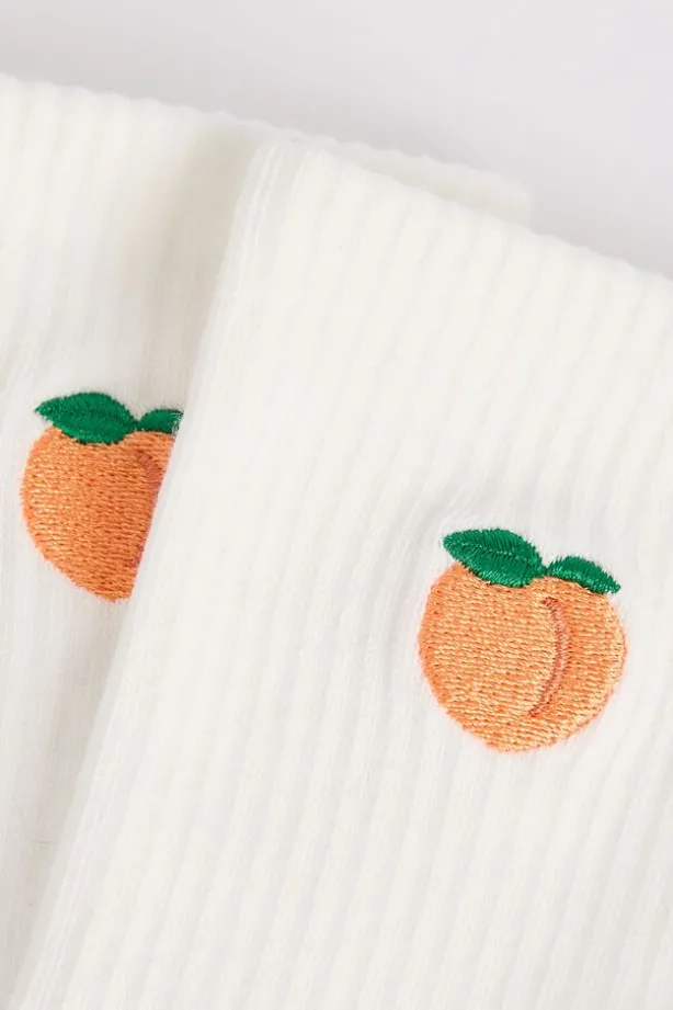 Sokken Thabo Fun hoge sokken met ribstructuur en embroidery