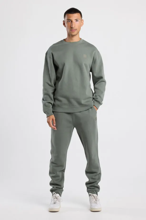 Sweater Sealey Crew Crewneck sweater met relaxed fit en tonale patch