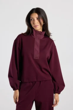 Sweater Serena half zip sweater met hoge kraag