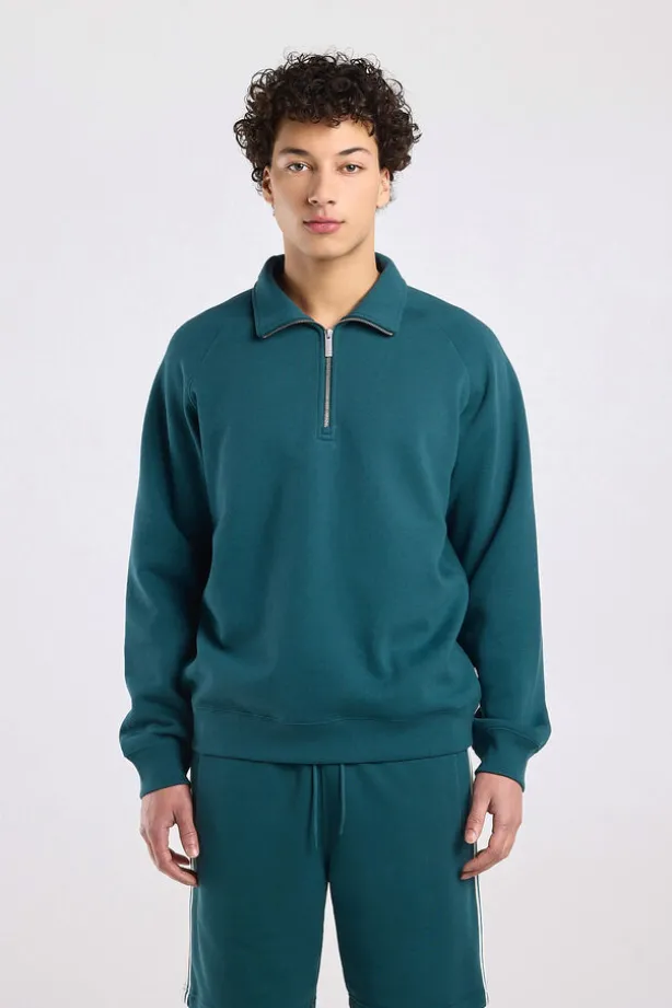 Sweater Sidney half zip sweater met half zip en relaxed fit