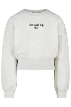 Sweater Sina Jr sweater met artwork op de borst en lange zoom