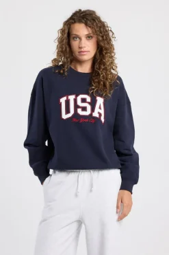 Sweat Senna Sweater met New York City en USA print