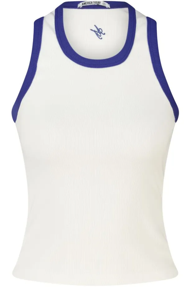 Tanktop Goya slim fit tanktop met borduring op de rug