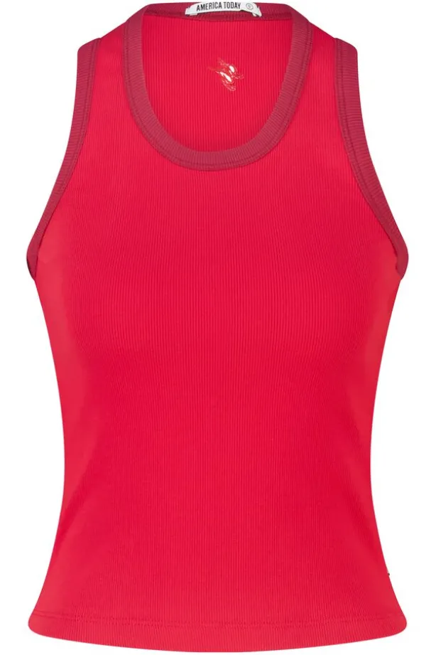 Tanktop Goya slim fit tanktop met borduring op de rug