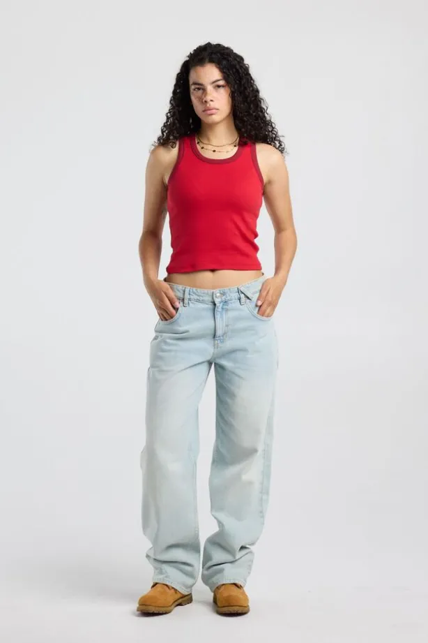 Tanktop Goya slim fit tanktop met borduring op de rug