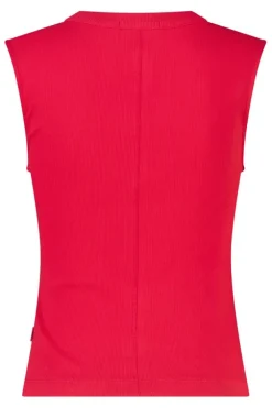 Top Gwenn mouwloze top met ribstof en knoopsluiting