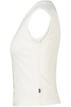 Top Gwenn mouwloze top met ribstof en knoopsluiting