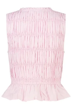 Top Ilka gesmockte haltertop met strikjes en ruffles