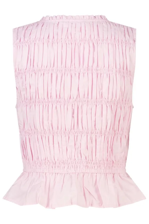 Top Ilka gesmockte haltertop met strikjes en ruffles