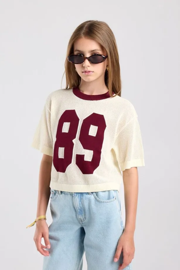 Trui Kimmie Jr gebreid model met korte mouwen