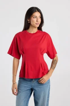 T-shirt Edia fitted T-shirt met wijde mouwen