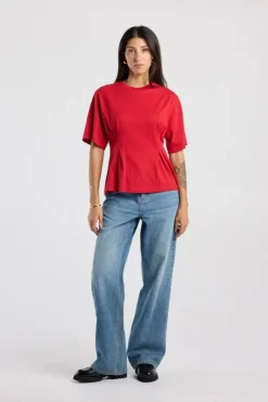 T-shirt Edia fitted T-shirt met wijde mouwen