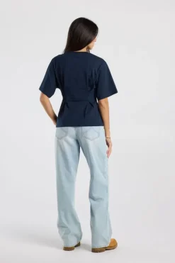 T-shirt Edia fitted T-shirt met wijde mouwen
