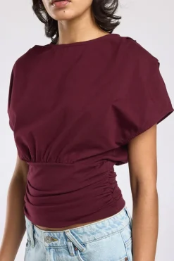 T-shirt Eef t-shirt met korte mouwen en gerimpelde taille