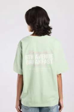 T-shirt Ellinor loose fit t-shirt met print op borst en rug