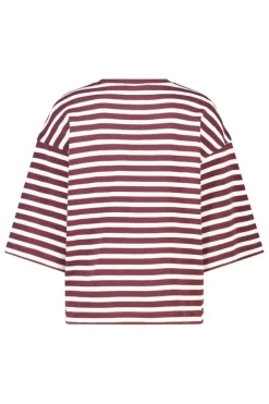 T-shirt Elly gestreept t-shirt met effen kraag