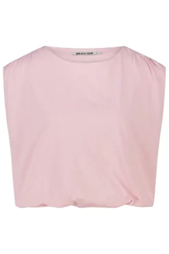 T-shirt Evalien mouwloze top met gathering en elastische zoom