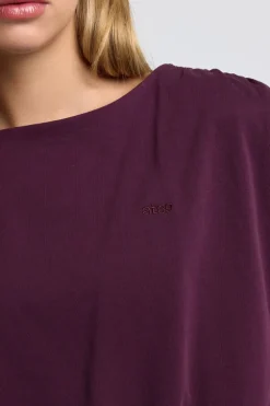 T-shirt Evalien mouwloze top met gathering en elastische zoom