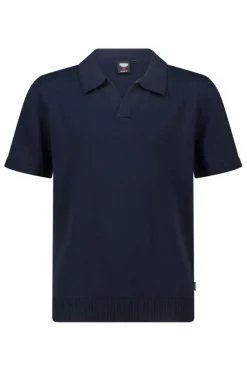 T-shirt Kaden Jr relaxed knit polo met open kraag en ribboorden