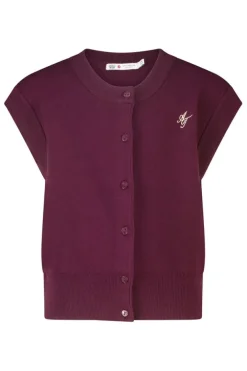 Vest Kata jr mouwloos vest met bordeauxrode knoopjes