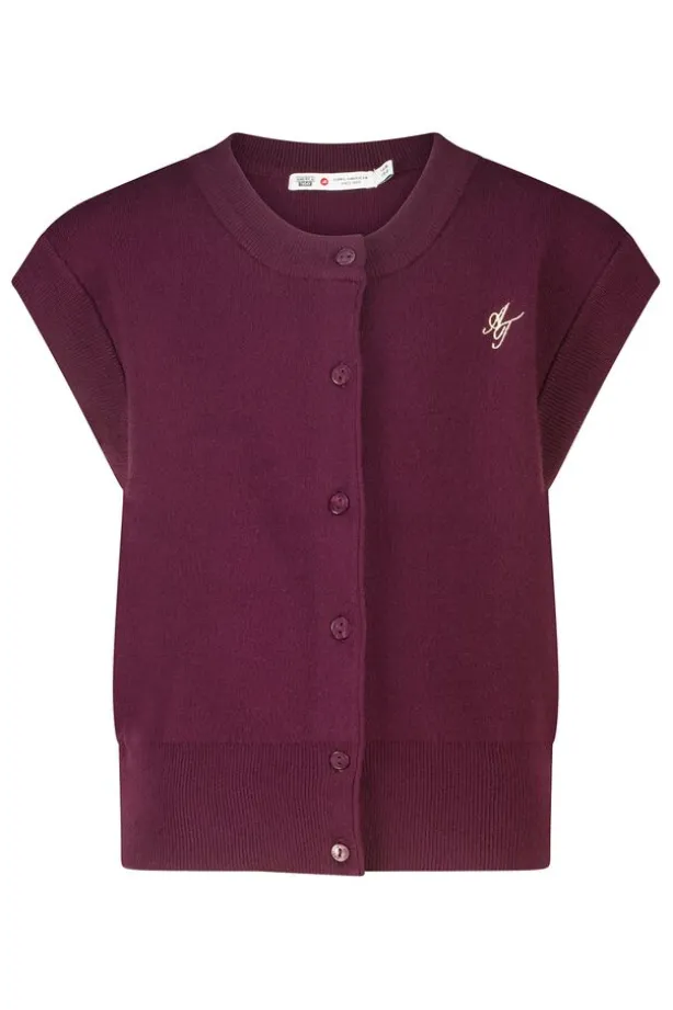 Vest Kata jr mouwloos vest met bordeauxrode knoopjes