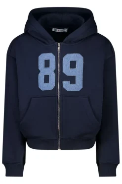 Zip-up sweater Sanne Jr zip-up sweater met capuchon en kangaroo zak