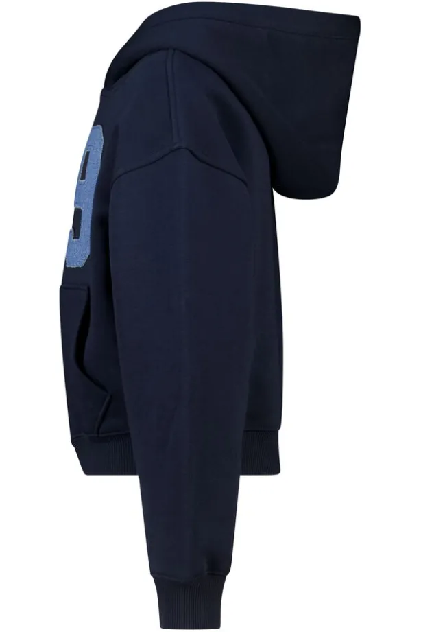 Zip-up sweater Sanne Jr zip-up sweater met capuchon en kangaroo zak